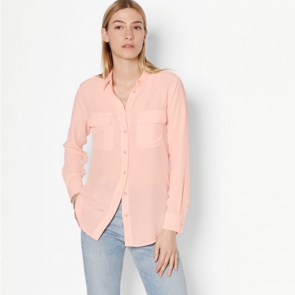 Equipment silk button down blouse in pink